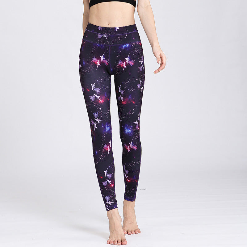 New style printed yoga pants women's sports fitness pants high waist tight fitness pants European and American yoga clothes