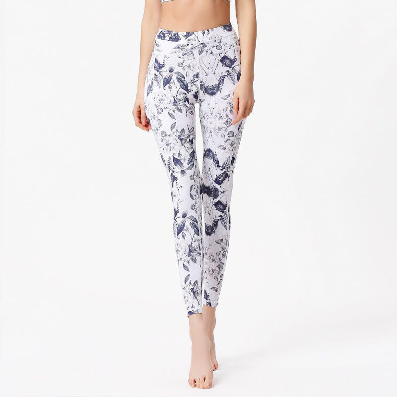 New style printed yoga pants women's sports fitness pants high waist tight fitness pants European and American yoga clothes