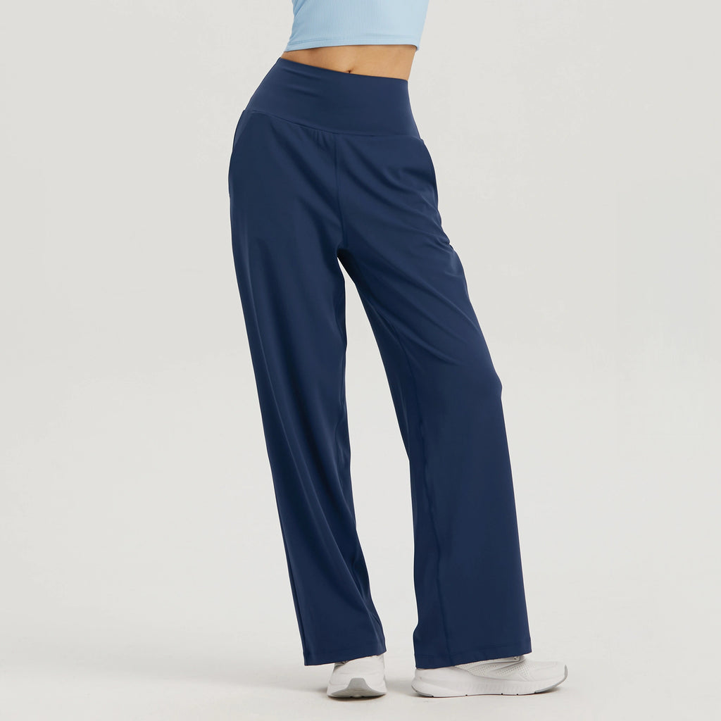 Nude straight-leg yoga pants, long high-waisted loose sweatpants, women's casual fitness quick-drying wide-leg pants